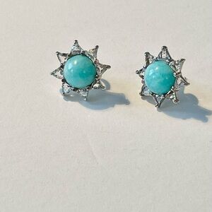 Silver and Amazonite Starburst Earrings